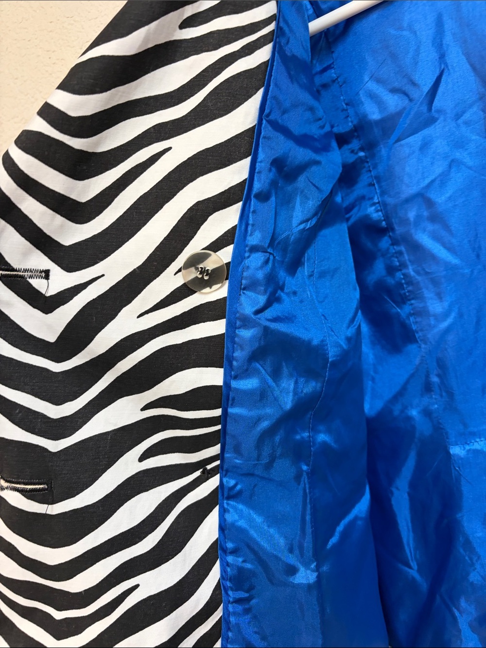 Grace Elements Black and White Zebra-Print Double-Breasted Peacoat - Picture 7 of 7